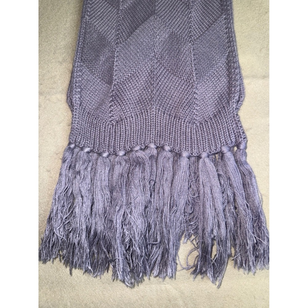 Banana Republic Purple Chevron Knit Fringe Scarf Rabbit Hair Blend One Size - Picture 5 of 5